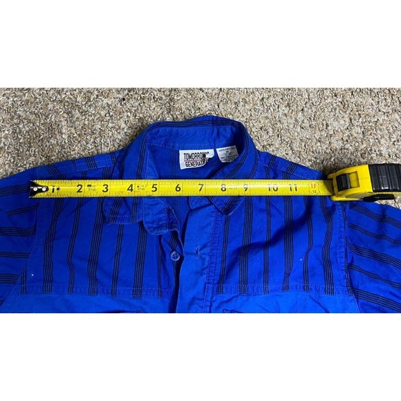 Boy's Medium 12/14 Retro Long Sleeve Blue Button Down Shirt Tomorrow Generation - Picture 12 of 15